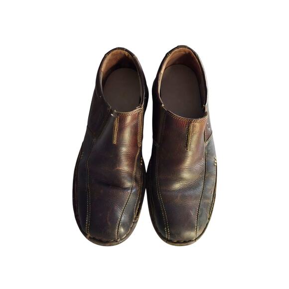 Clarks Mens Driving Loafer Brown Leather Casual Slip on Mens 12 M Shoes‎ - Picture 1 of 5